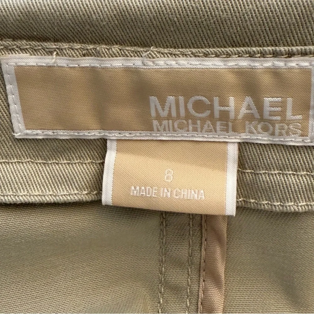 Michael Michael Kors Military Style Jacket Beige Gold Button Trim Size 8